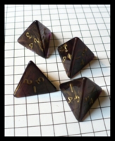 Dice : Dice - 4D - Rounded Opaque Bronze Gold Swir with Gold Numbers